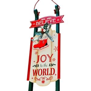 Christmas Holliday Joy to the World 3D Sleigh Wreth
